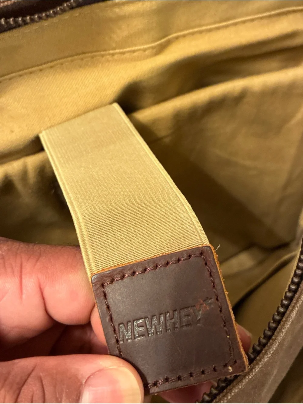 Newhey Men’s Messenger Bag/LapTop Bag Waxed Canvas Genuine Leather Brown Tan
